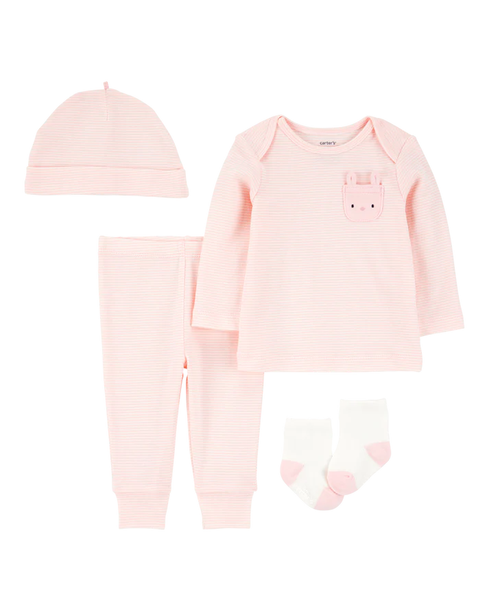 Set 4P RN 1S938210 Carters Conejito Rosa/Rayas