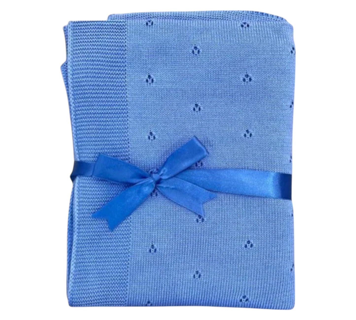 Cobija Tejida Azul Puntitos
