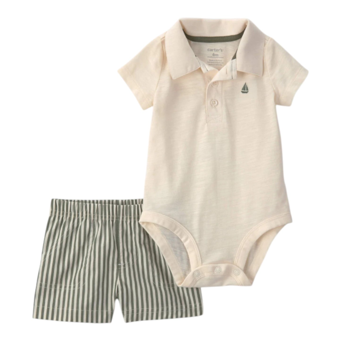 Set 2P Niño 1V238810 Carters Beige Rayas Verdes