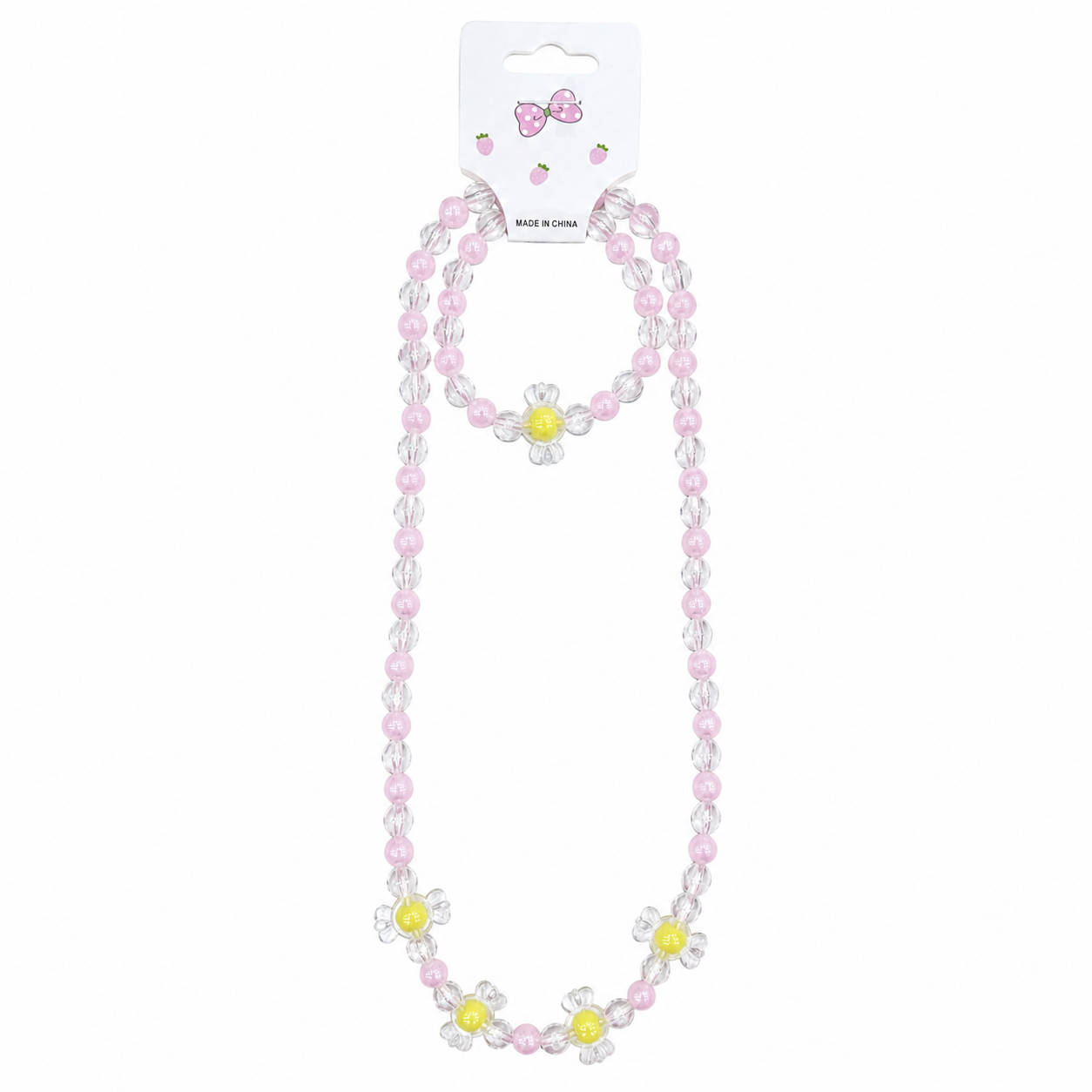 Set de Collar y Pulsera Infantil de Cuentas Multicolor con Dijes Dulces