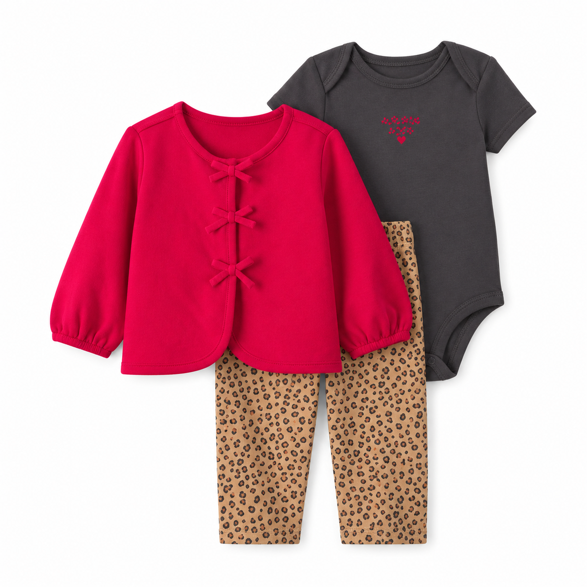 Set 3P Niña Carter's Rojo Animal Print — Sweet Regina