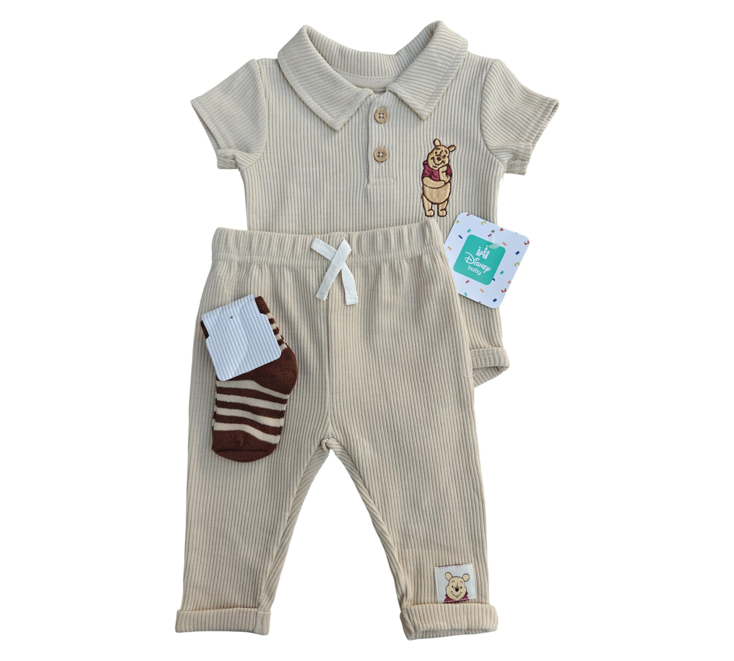 Set 3P Niño Talla 3-6M Style 123D36B Disney Baby Camel Cafe Winnie Pooh