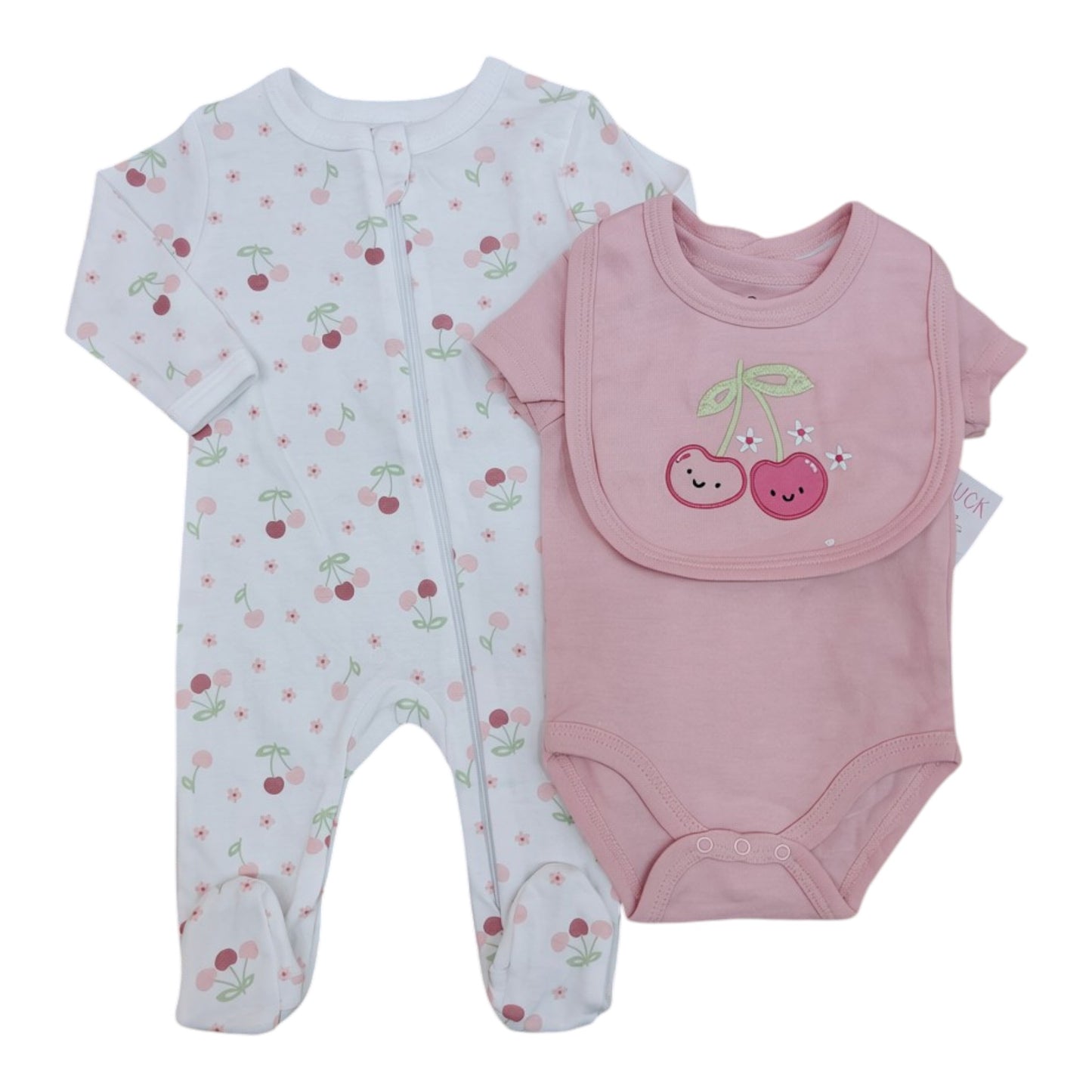 Set 3P Niña D95828 Duck&Duck Mameluco Cerezas Rosa