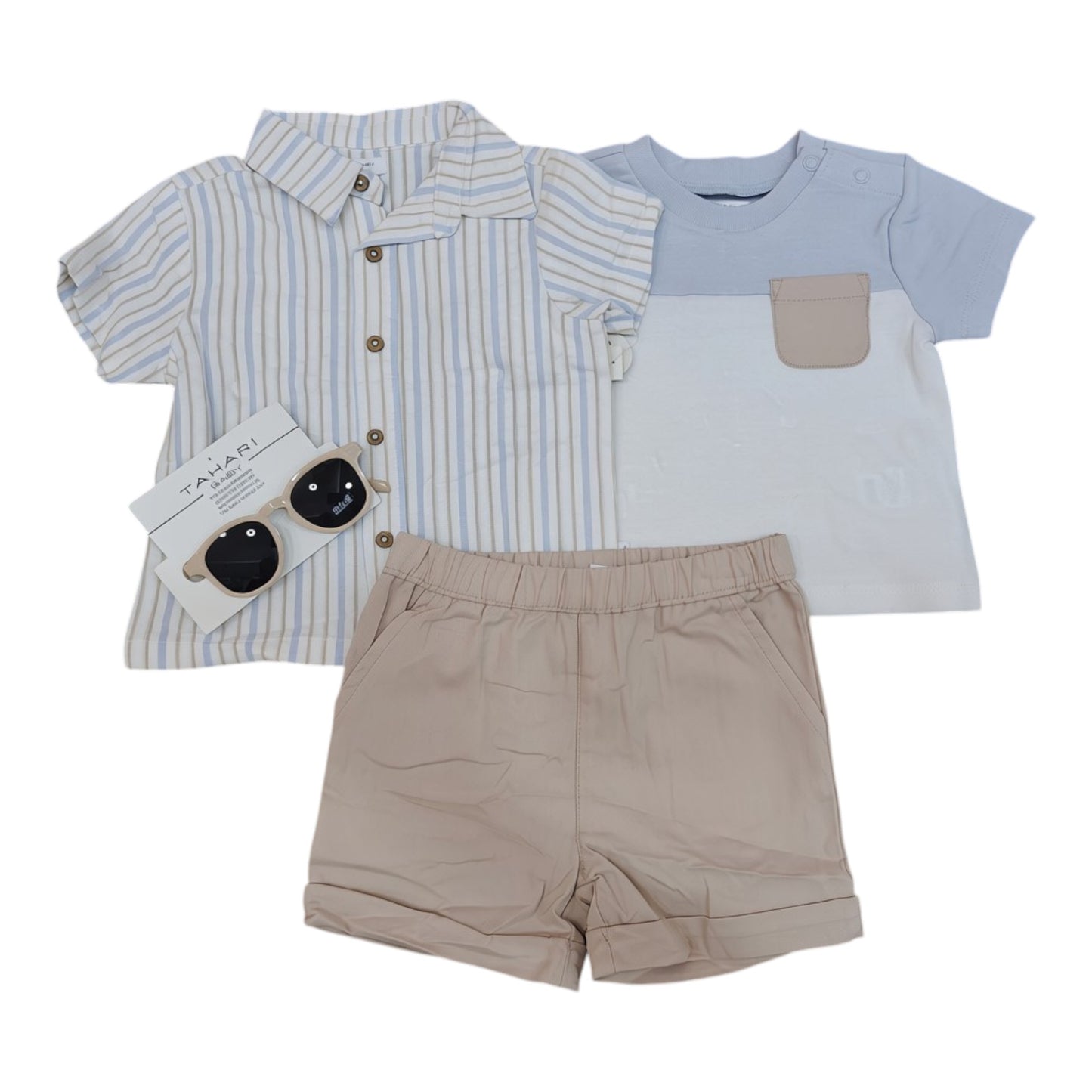 Set 4P Niño SBLF432 Tahari Rayas Azul Beige