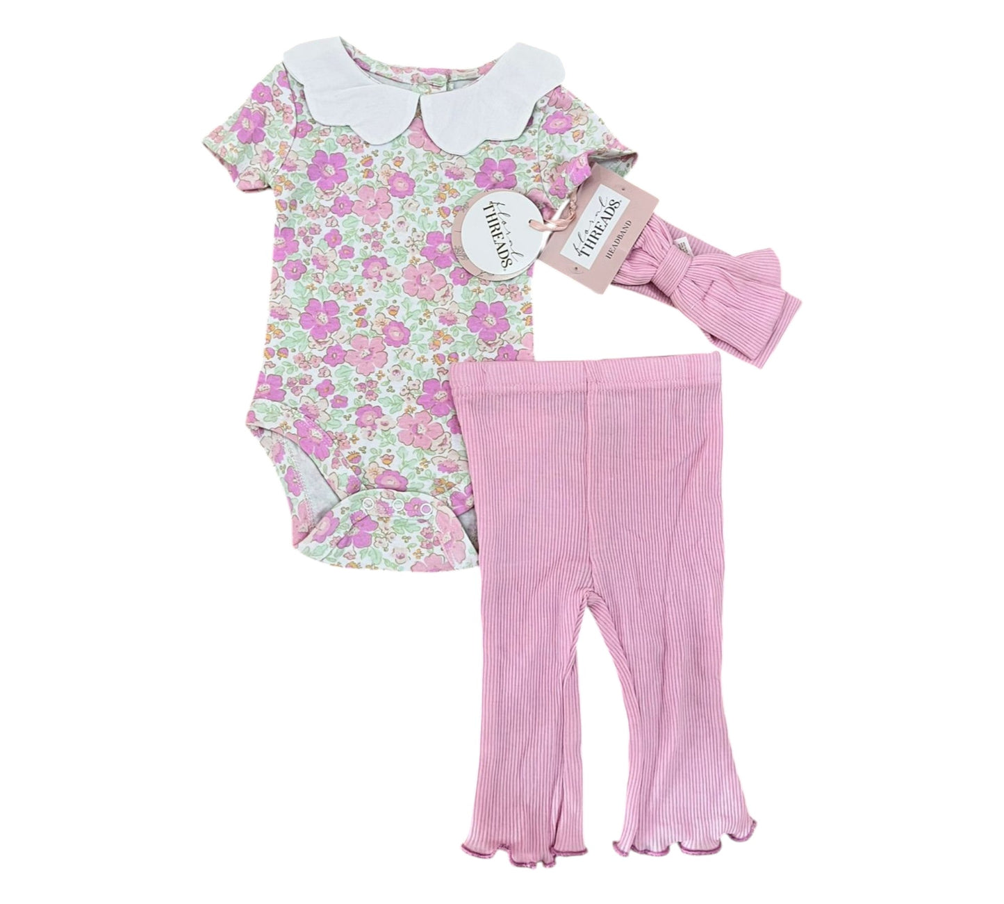 Set 3P Niña HF1100077 THREADS Florecitas Rosa