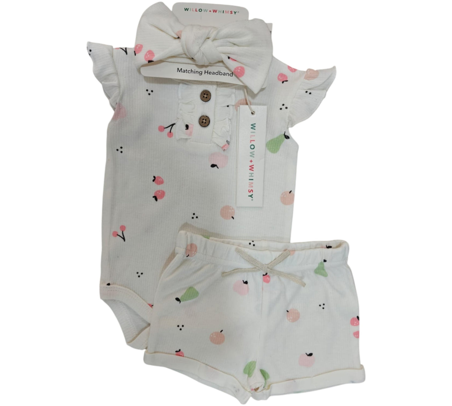 Set 3P 12M L114J502 Willow+Whimsy Blanco/Frutas