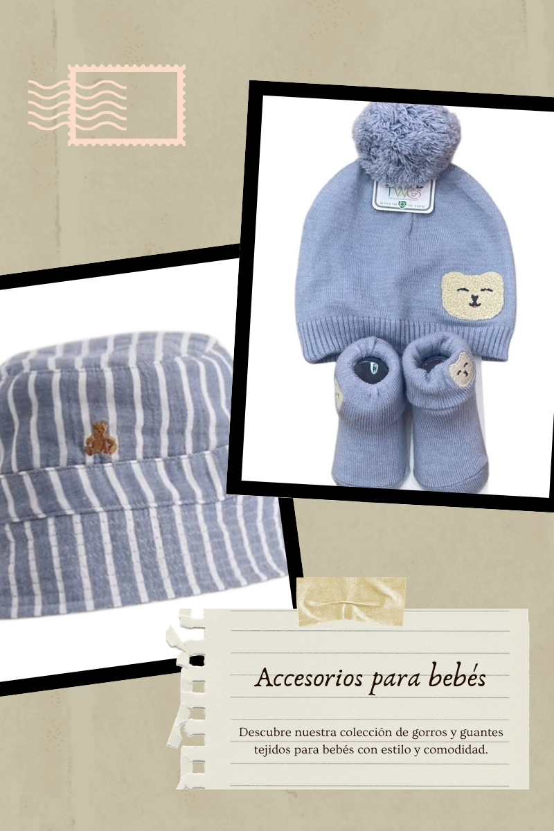 Gorros y guantes tejidos para bebé niño Sweet Regina