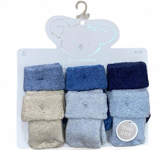 Calcetines 6P 0/6M KBXT361 KoalaBaby Azul/Blanco