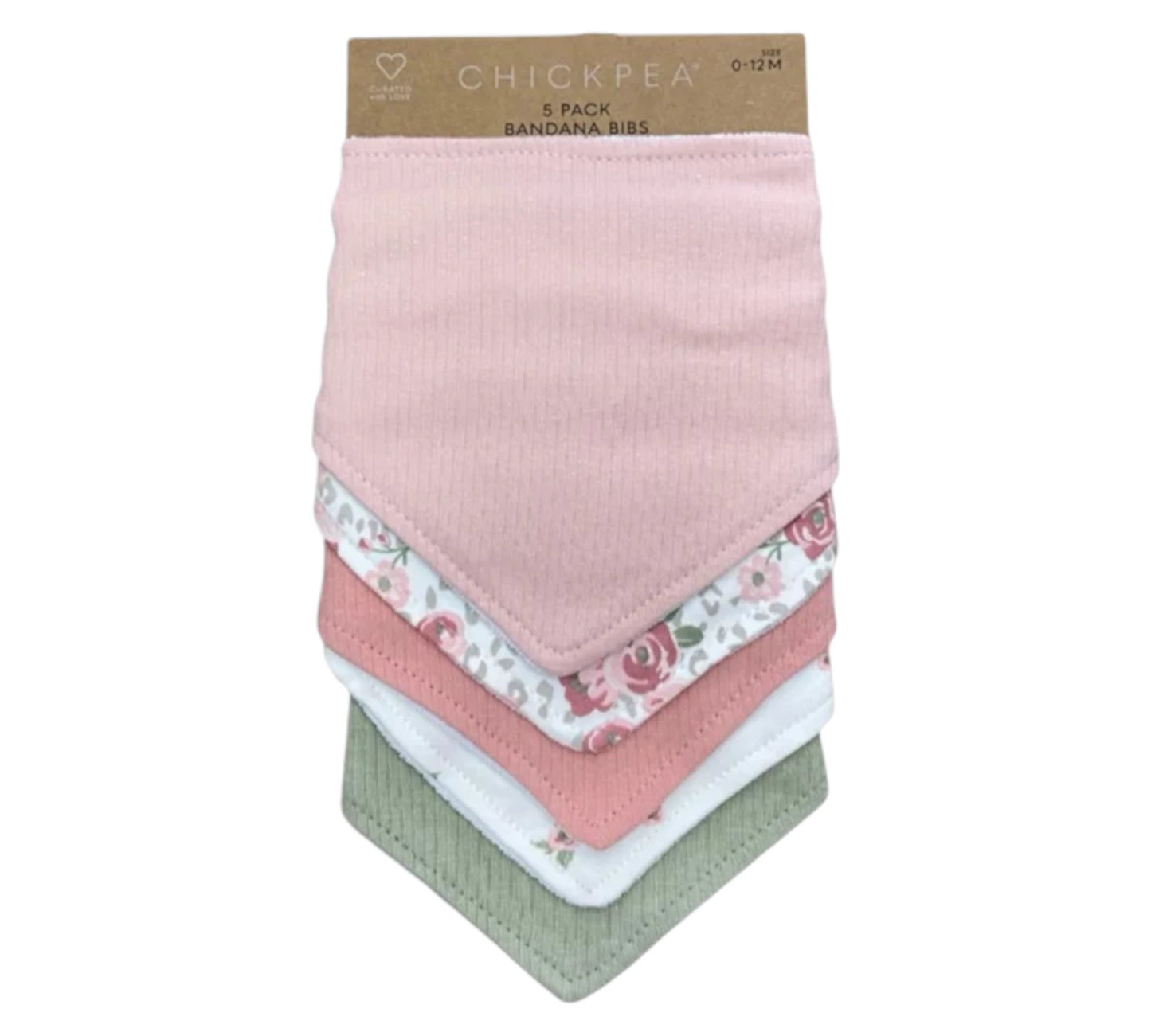 Baberos Bandanas 5P 0-12M EE1000052 Rosas Verde ChickPea