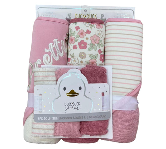 Toallas y Toallitas 6P Niño Duck Duck - Flores Rosa - Style D05906LA