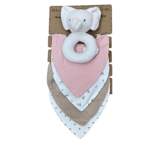 Set Baberos y Juguete 4P Dream Gro - Rosa Elefante Talla Unitalla - Style DC044-BU