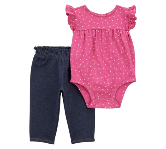 Set 2P 06M 1S927910 Rosa Corazónes Carters
