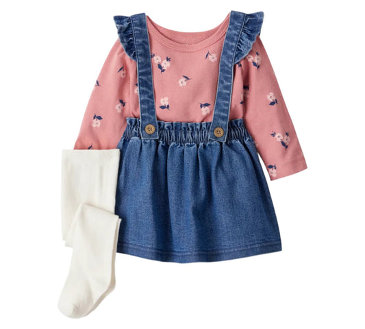 Set 3P 6M 1T567410 Carters Floral/Mezclilla