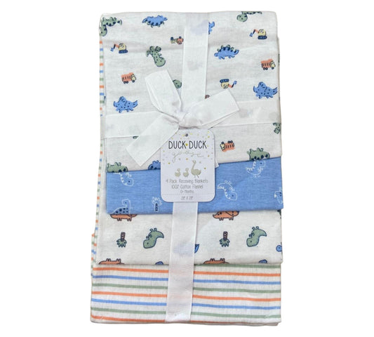 Sabana Franela 4P Niño Duck Duck - Dinos Azul - Style D05509