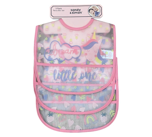 Baberos Plastificados 3P Niña Sandy & Simon - Unicornio Rosa Talla 0-12M - Style ES10230695