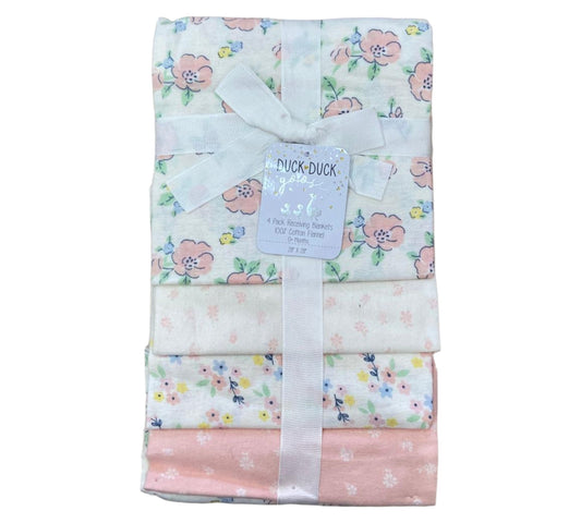 Sabana Franela 4P Niña Duck Duck - Flores Rosa - Style D06992
