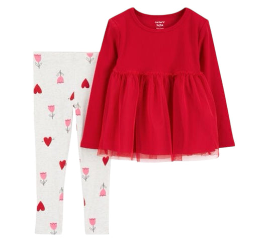 Set 2P 3T 2R975610 Carter's Rojo corazones