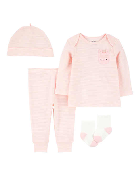 Set 4P RN 1S938210 Carters Conejito Rosa/Rayas