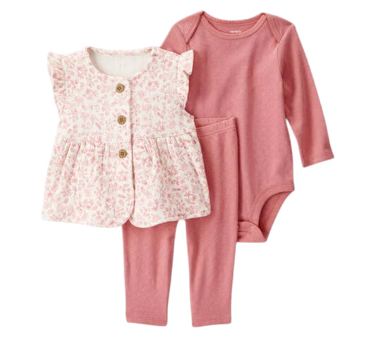Set 3P 12M 1T268210 Carters Floresitas Coral