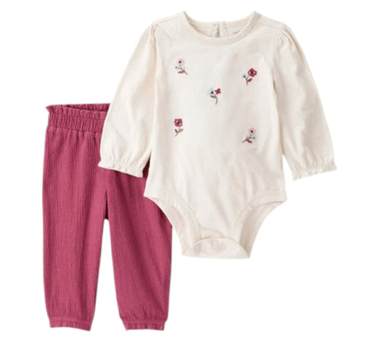 Set 2P RN 1T270710  Carters Flores Rosa Beige