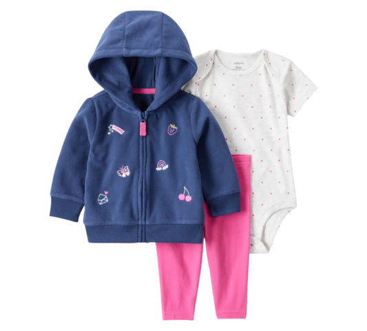 Set 3P 9M 1T507410 Estrella Fugas Azul Rosa Carter's