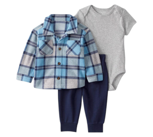 Set 3P 24M 1U040210 Chamarra Cuadros Azul Carters's