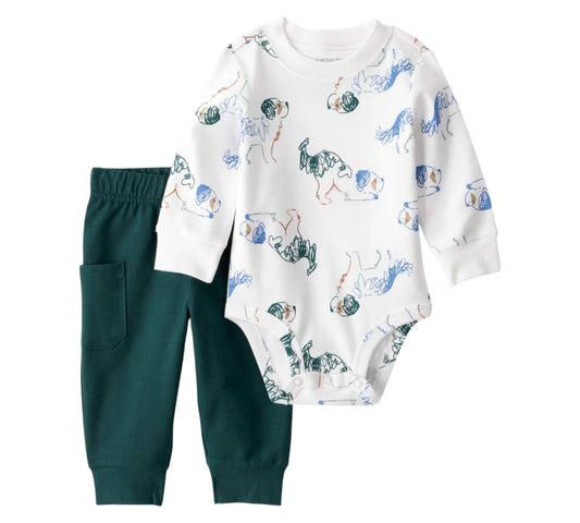 Set 2P RN 1U047010 Carters Perritos Azul/Verde