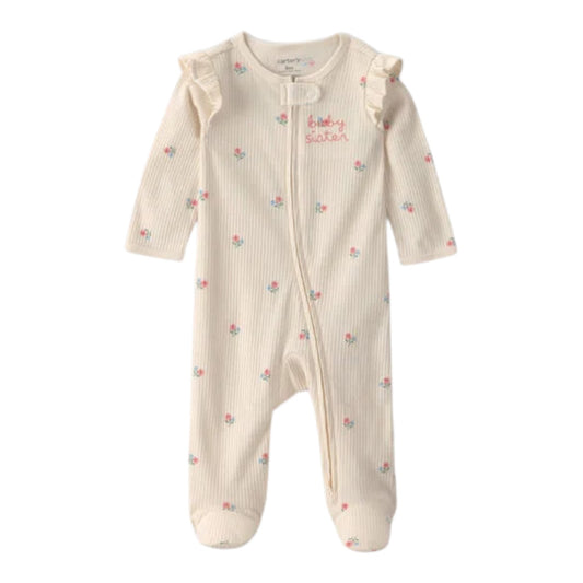Mameluco Carter's en beige con flores para bebé niña
