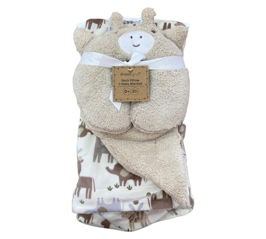 Cobija  Almohada 2P Niño Dream Gro - Jirafa Beige 0+ - Style DB082-BG
