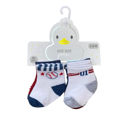 Calcetines 10P 12-24M D05668 Béisbol Blancas