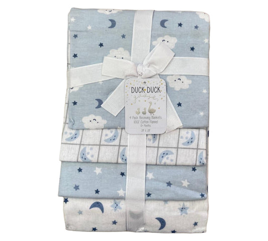 Sabana Franela 4P Niño Duck Duck - Nubes Azul - Style D05509