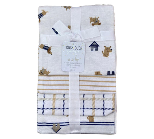 Sabana Franela 4P Niño Duck Duck - Perros Café - Style D05509