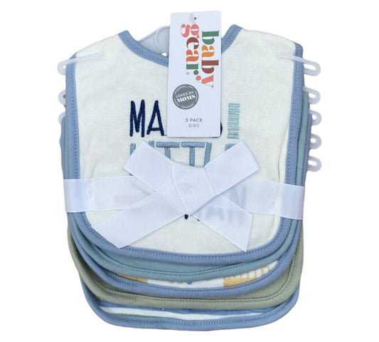 Babero 5P Niño Baby Gear - Azul Bco - Style EB2000038