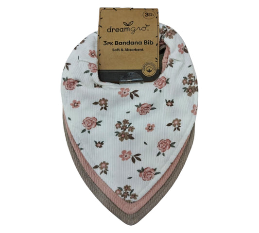 Bandana Babero 3Pack DC086-MV Flores/Café  Dream Gro