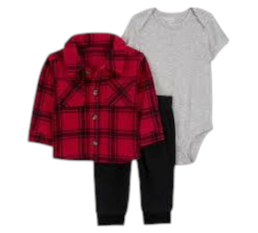 Set 3P 03M 1R981110 Rojo Cuadros Carter's