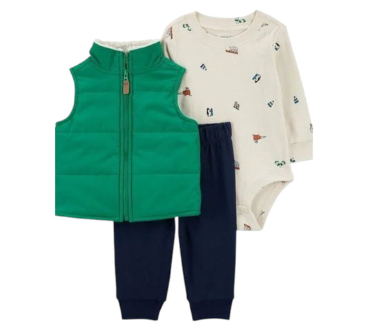 Set 3P 24M 1R980910 Carter's Verde Chaleco