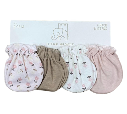 Guantes 4P Niña Elephant and Castle - Flores Rosa  0-12M - Style AQ1000004