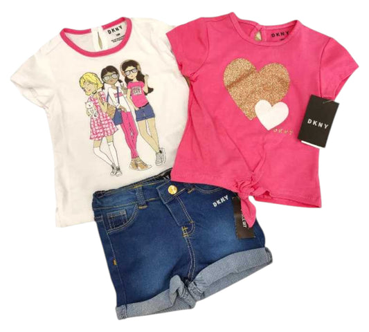 Set 3P 24M C11132DG Rosa Corazones DKNY