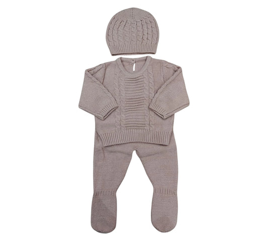 Set Tejido con Gorro RN 002 Rosa