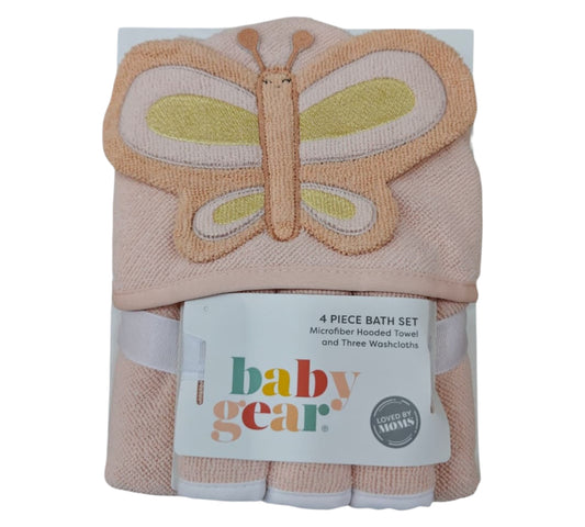Toalla y Toallitas 4P DB1000030 con Capucha Mariposa Coral Baby Gear