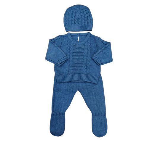 Set Tejido con Gorro RN 002 Azul