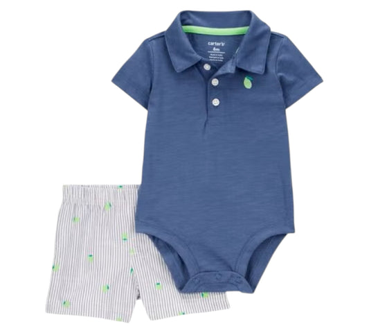Set 2P 12M 1S540310 Carter’s Polo Azul/Limón