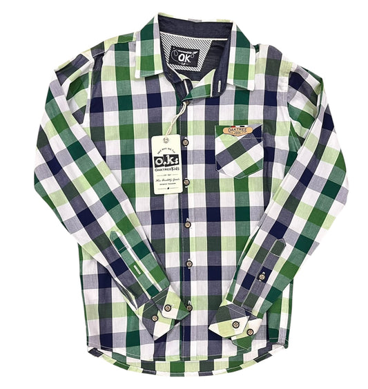 Camisa de Vestir 14T OAKTREE Cuadros/Verde