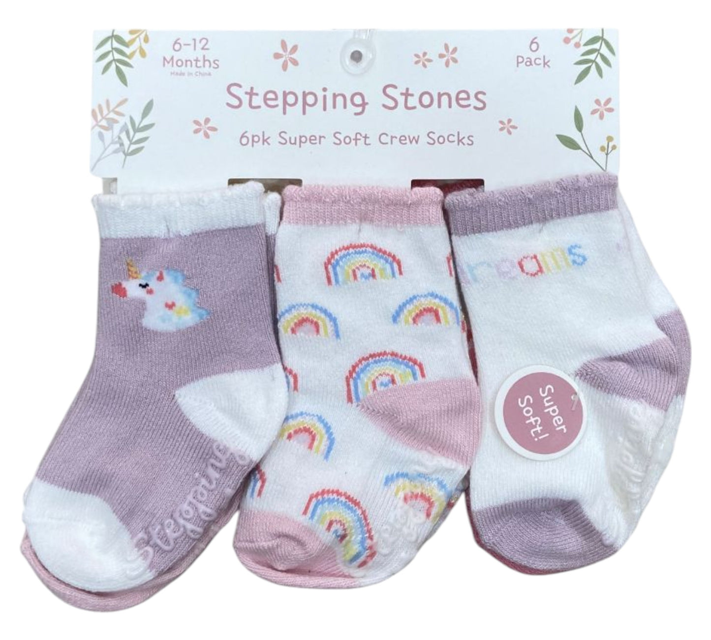 Calcetines 6-12M SGXS0623 Stepping Stones Unicornio Rosa