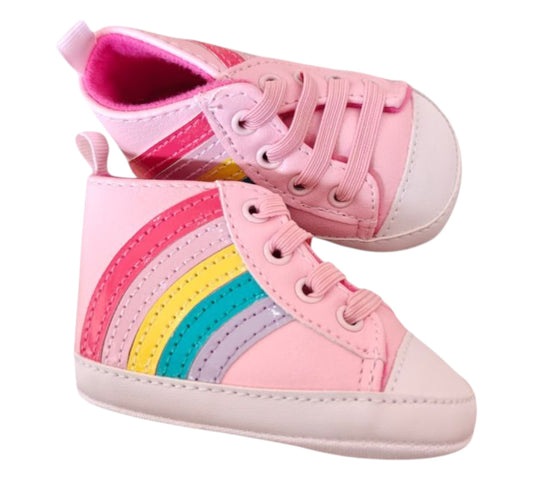 Tenis 3/6M First Steps Rosa Arcoiris