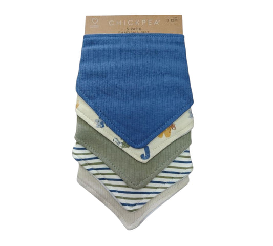 Baberos Bandanas 5P 0-12M EK2000037 ChickPea Letras Azul
