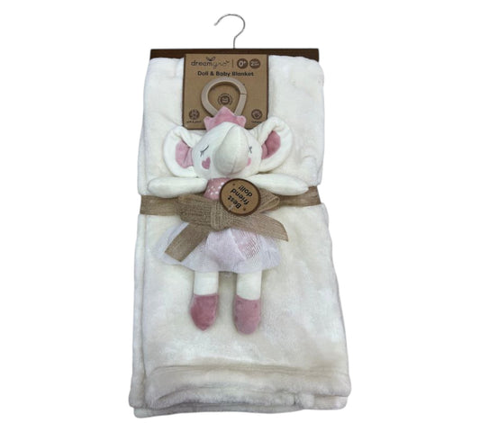 Cobija con Peluche 2P DB077-IV Elefante Beige Dream Gro