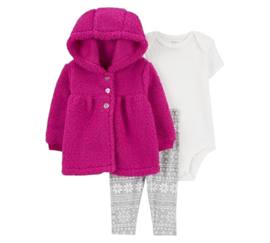 Set 3P 09M 1R960410 Magenta Copos Carter's