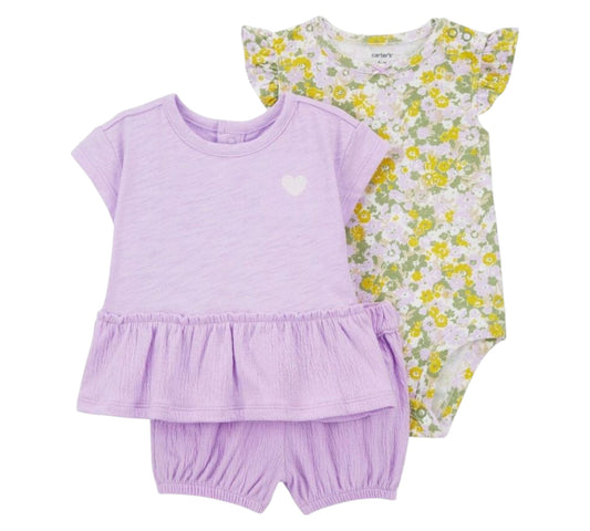 Set 3P 06M 1Q426910 Flores Lila Carter's