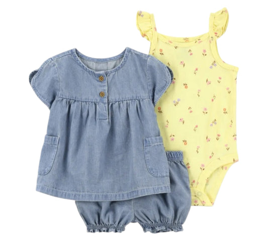 Set 3P 06M 1S486810 Mezclilla Flores Carter’s